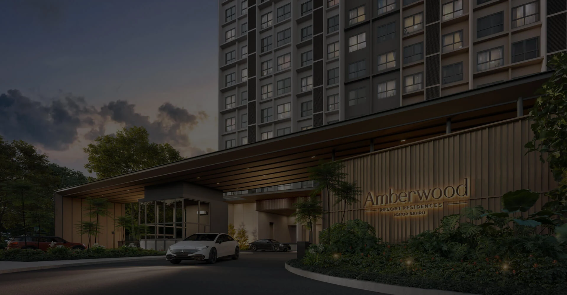 Amberwood Resort Residences at dusk, Larkin Johor Bahru